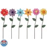 YEAHOME Garden Decor for Outside, 6 Pack Flower Garden Stakes Outdoor Decor Metal Shaking Head Yard Art, Weather Proof Flower Stakes for Yard Porch Lawn Pathway Pot Decorations(Multi-Color)