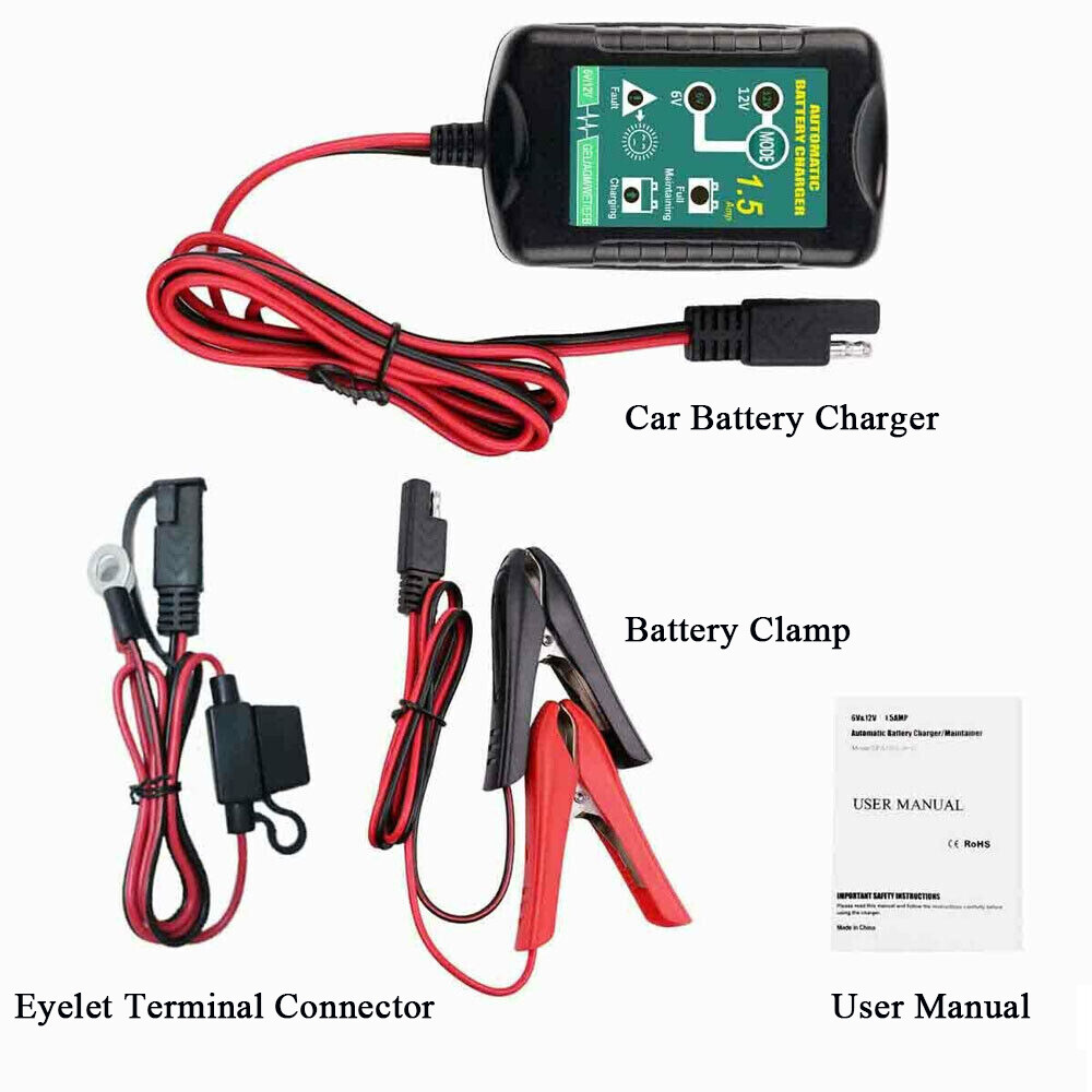 6-12V Automatic Battery Charger Maintainer Motorcycle Trickle Float Car ATV
