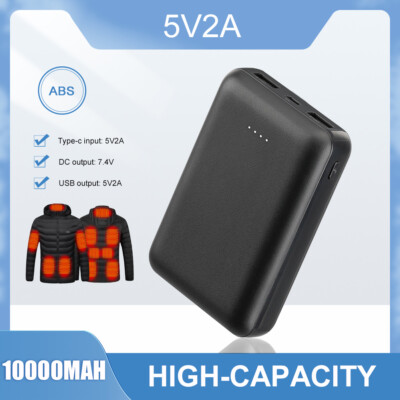 2 PACK 10000mAh Power Bank for Heated Vest Jacket Scarf USB Charger Battery Pack