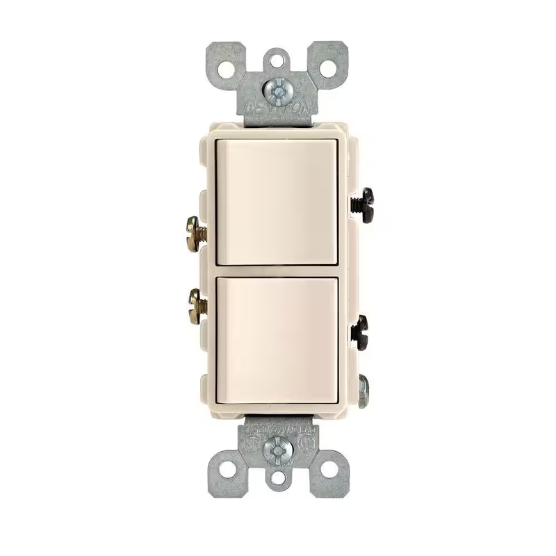 Leviton Decora Double Rocker Switch 15Amp Single Pole Light Almond Combination 2