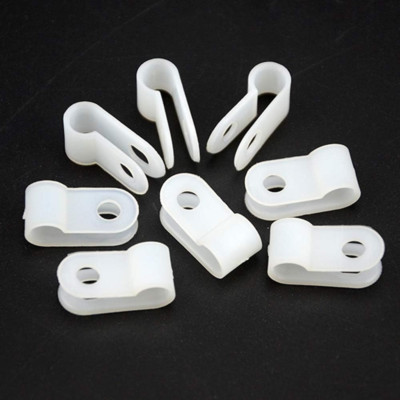 200 PCS PACK 1/8'' Inch IN R-Type CABLE CLAMP NYLON White HOSE WIRE ELECTRICAL UV