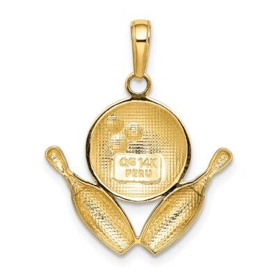 Pre-owned Superdealsforeverything Real 14kt Yellow Gold Diamond-cut Bowling Theme Charm