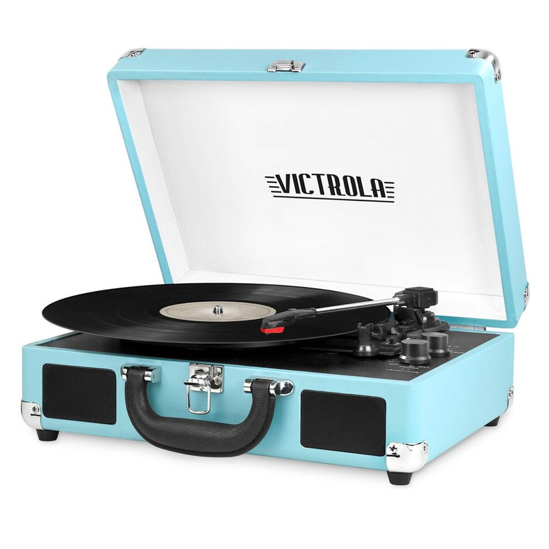 Victrola Suitcase Record Player Bluetooth with 3-Speed Turntable Turquoise