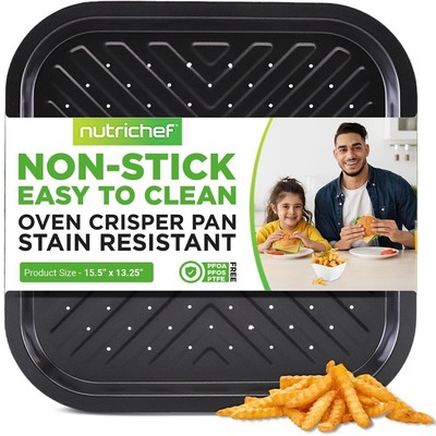 NutriChef Non-Stick Oven Crisper Pan-Deluxe Nonstick Gray Coating Inside & Out