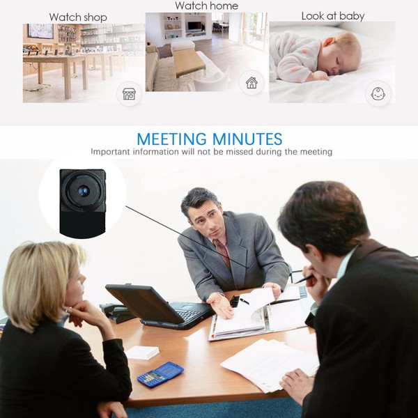 Security camera use in meeting and baby monitoring.