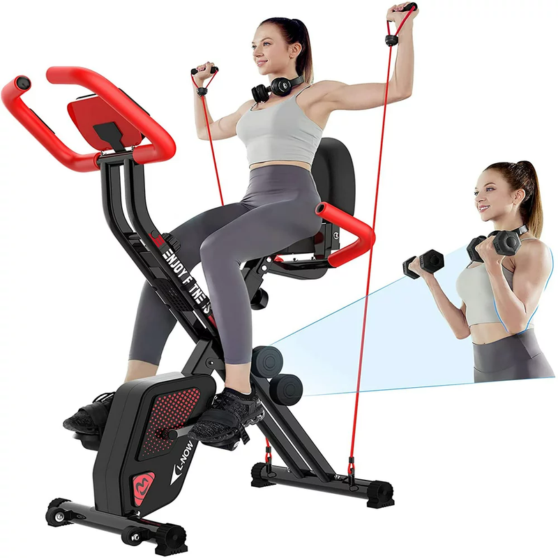 3 In1 Foldable Exercise Bike Indoor Cycling Magnetic Fitness Gym Workout 300Lb