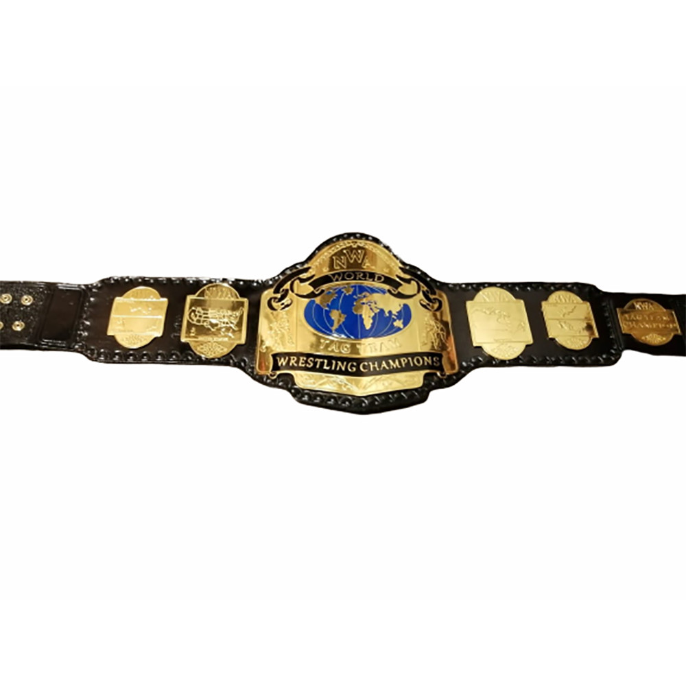 NWA World Tag Team Gold Plate 2MM/4MM Zinc Wrestling Championship Title Belt - Picture 2 of 6