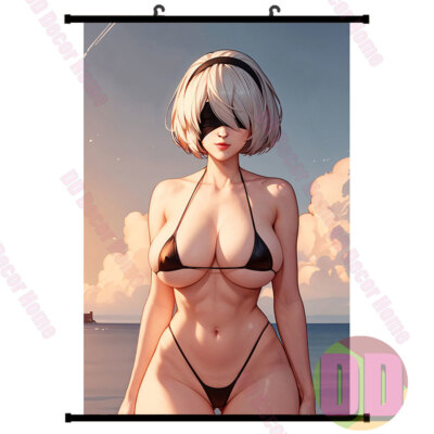 Cartoon Poster 2b Seaside HD Painting Anime Wall Scroll Poster 60X90cm