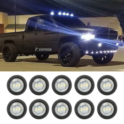 10PCS 3/4''LED Round Bullet Side Marker Lights Chicken Lights White For RAM 1500