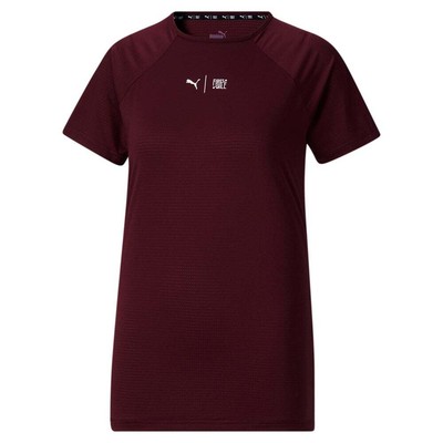 

Puma First Mile X Crew Neck Short Sleeve Athletic TShirt Womens Burgundy Casual