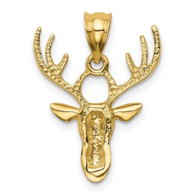 Pre-owned Superdealsforeverything Real 14kt Yellow Gold Polished Deer Head Pendant