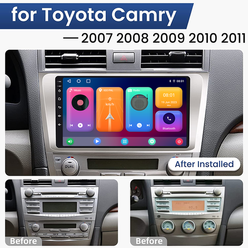 Android 13 Apple CarPlay GPS Navi BT For Toyota Camry 2007-2011 Car Stereo Radio