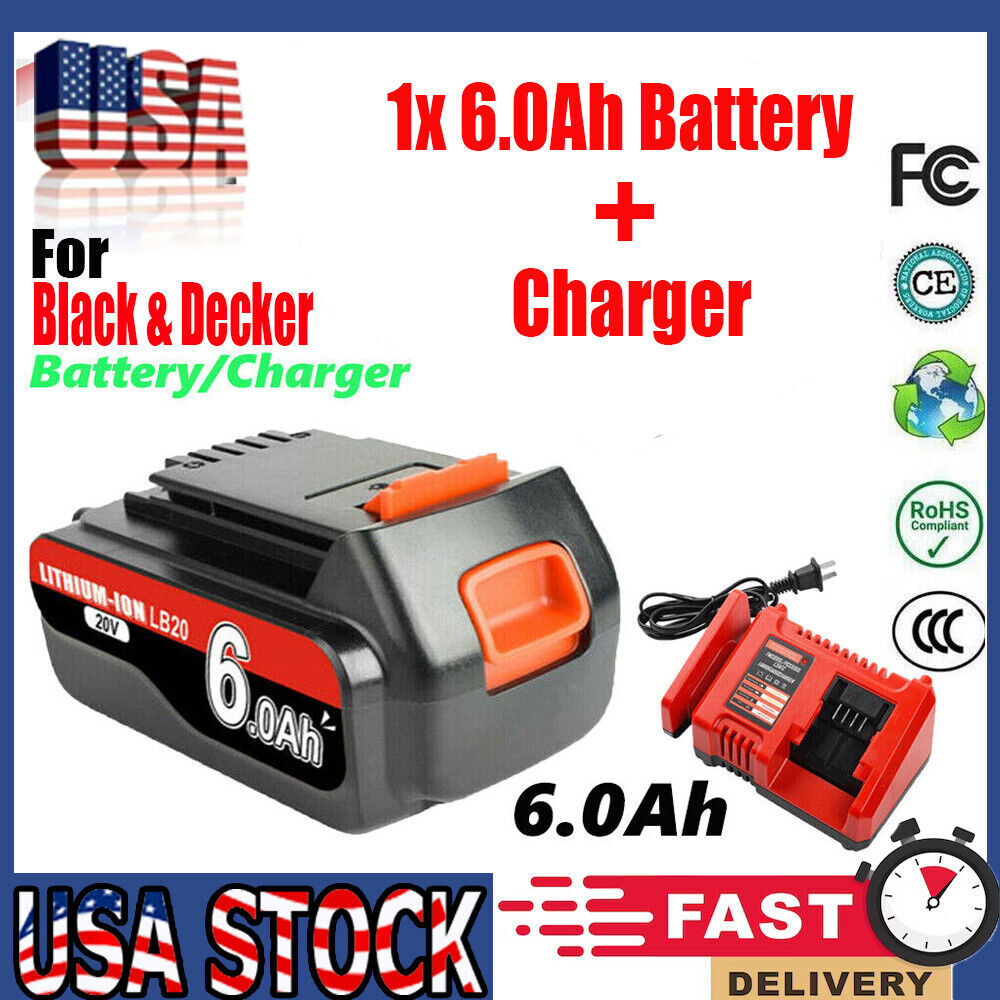 20V Max Battery For BLACK DECKER LBXR20 20V LBXR20 LBX20 8.0Ah Lithium Battery