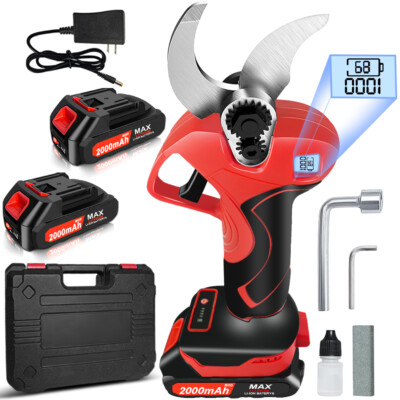 Electric Pruning Shears 50mm Cordless LED Branch Pruner Cutter with 2 Battery US