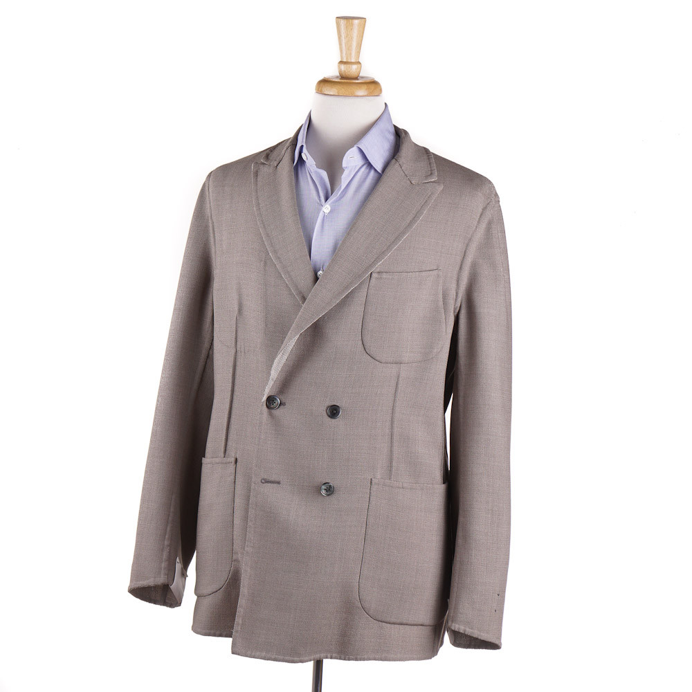 Pre-owned Belvest $1995  Reversible Double-breasted Wool And Silk Sport Coat 42 R In Beige