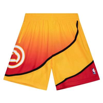 

Mitchell - Ness Fadeaway Swingman Shorts 1986 Мужские золотые спортивные повседневные брюки, Золотой, Mitchell - Ness Fadeaway Swingman Shorts 1986