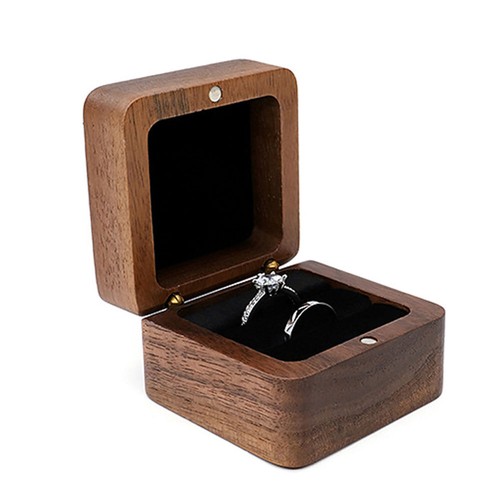 Wooden Engagement Ring Box for Proposal Wedding Pictures or Gift, Minimalist #F