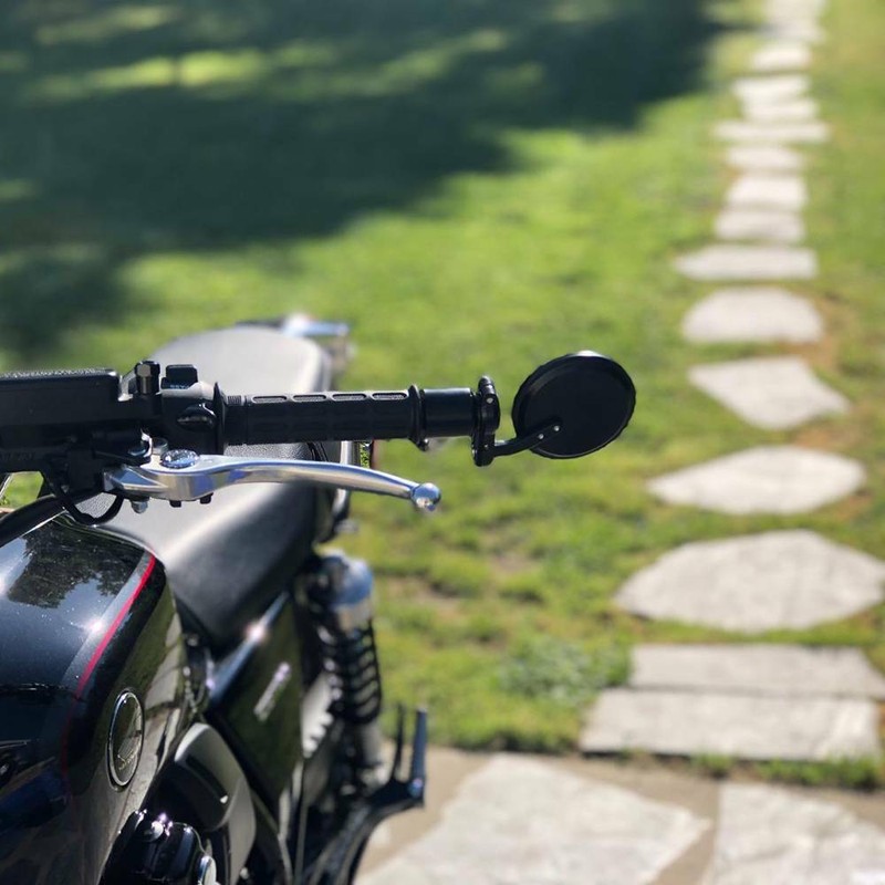 Cafe Racer Black Round Motorcycle 7/8" End Bar Side Mirrors For Honda Suzuki