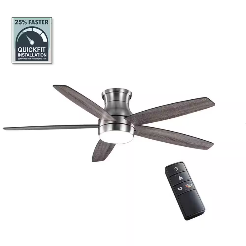 60 Inch White Color Changing LED Brushed Nickel Ceiling Fan with RC + Light Kit