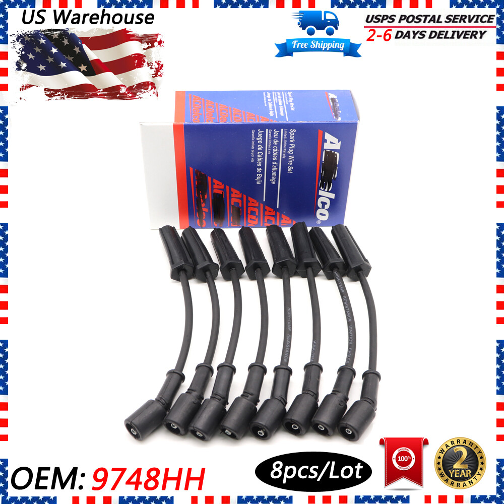 8x Ac Delco 9748hh Spark Plugs Wires Set For Gmc Chevy Tahoe Cadillac 5