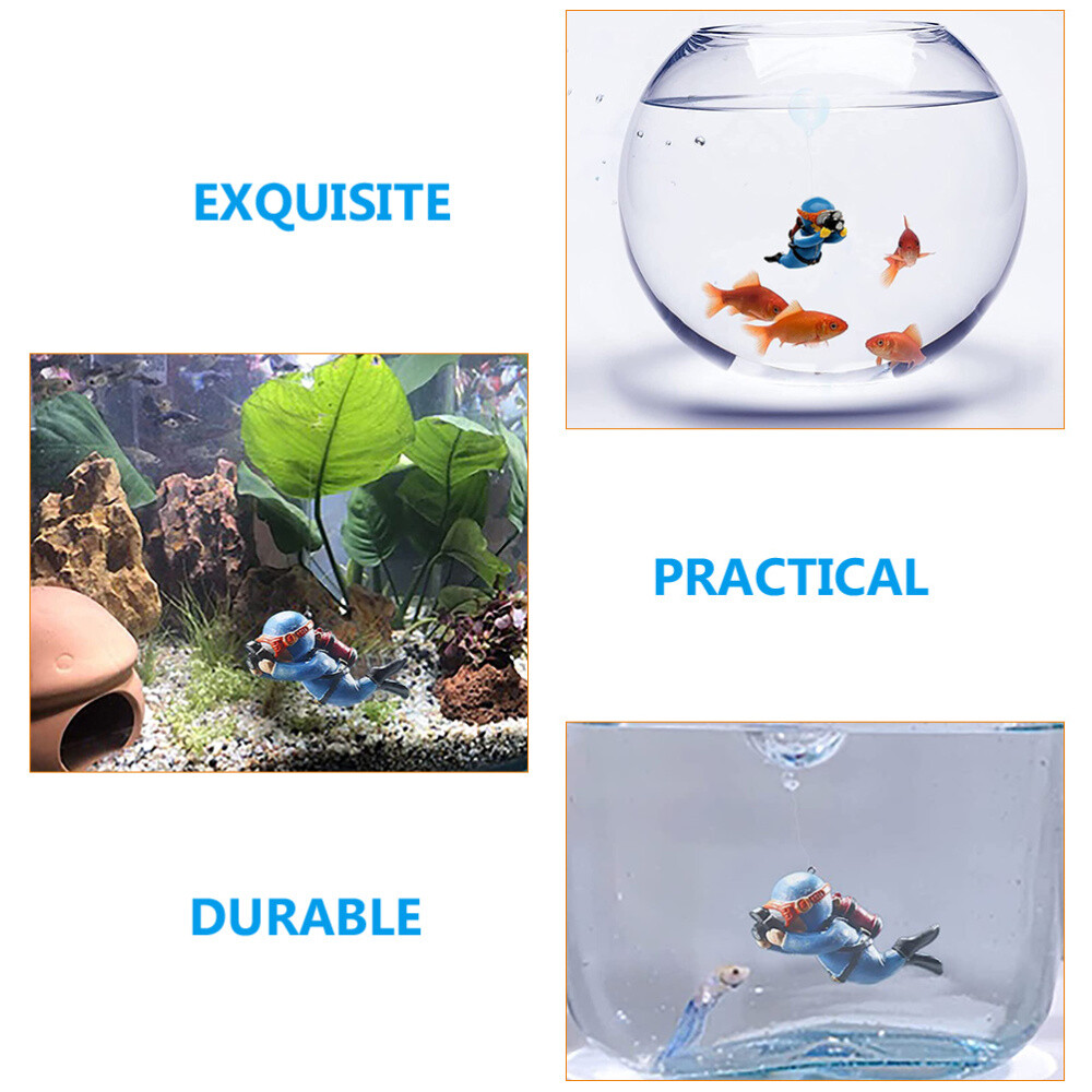 2Pcs Ornament Aquarium Ornament Diver Figurine Fish Tank Decoration