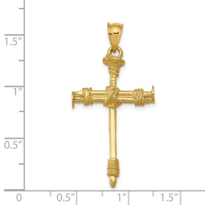 Pre-owned Skyjewelers Real 14kt Yellow Gold Polished Nail Cross Pendant