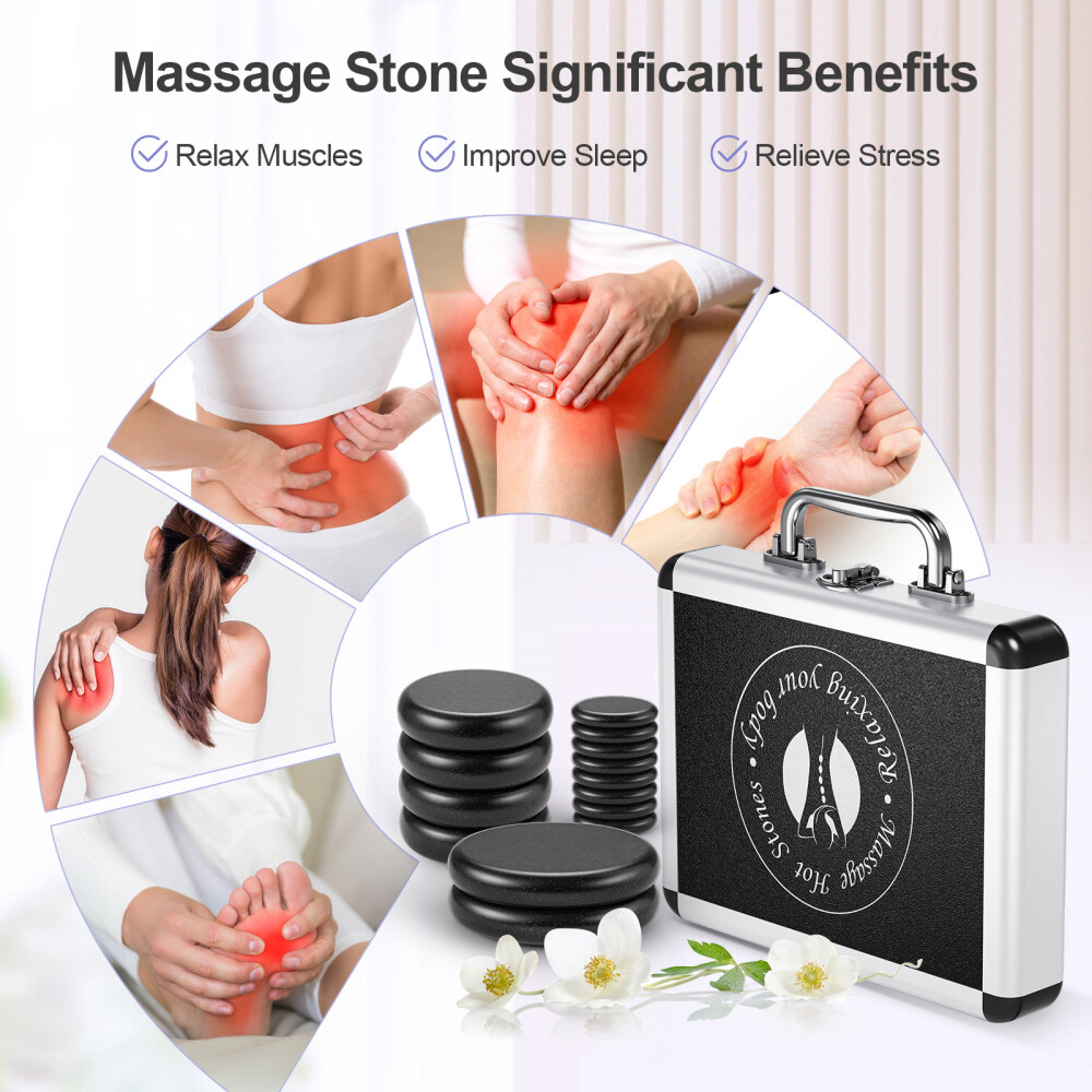 Professional Hot Rocks Hot Stones Massage Set,Home Spa Warming Therapy Relaxing