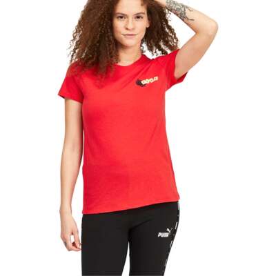 

Puma Lucky 8 Envelope Crew Neck Футболка с коротким рукавом Женские красные повседневные топы 6733, Красный