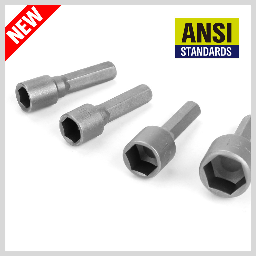 14 pc Power Nut Driver Bit Set Quick Change Dual SAE 1/4" Metric MM