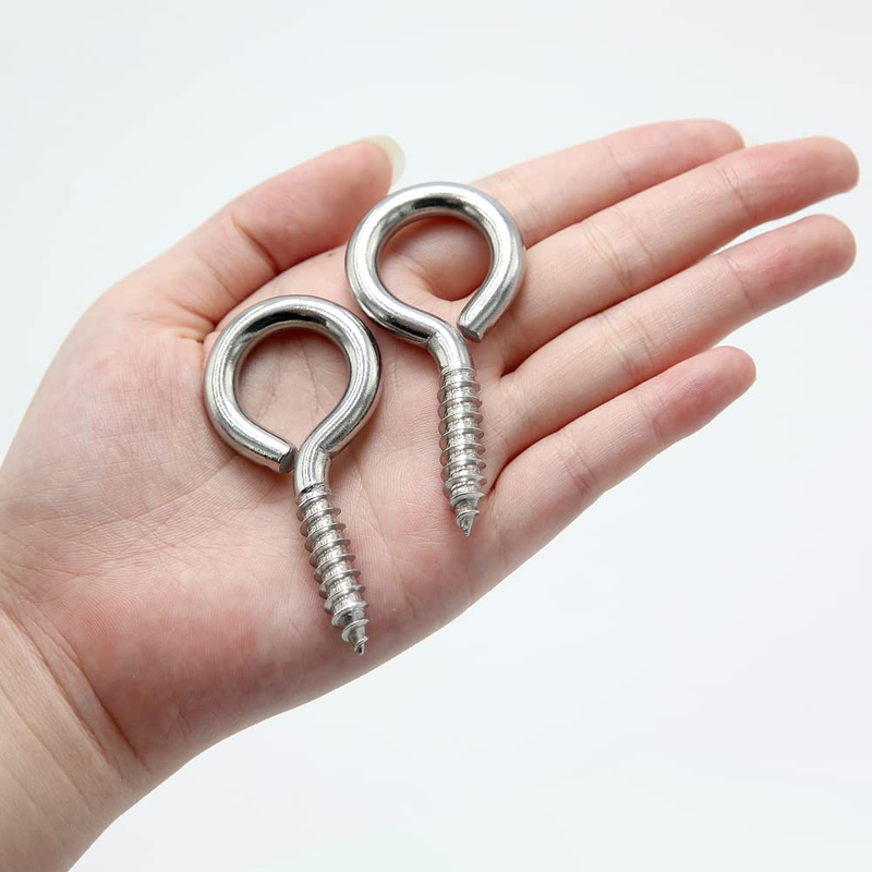 304 Stainless Steel Eye Screws,2.5 Inch Heavy Duty Eye Hooks 16 Pack , M6 Screw