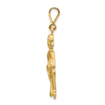 Pre-owned Superdealsforeverything Real 10kt Yellow Gold Satin Aquarius Zodiac Charm