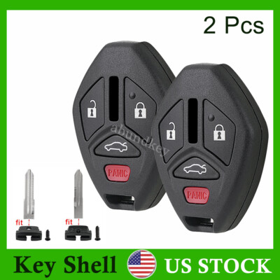 2 For Mitsubishi Lancer Car Key Fob Remote Shell Case Cover 2008 2009 2010