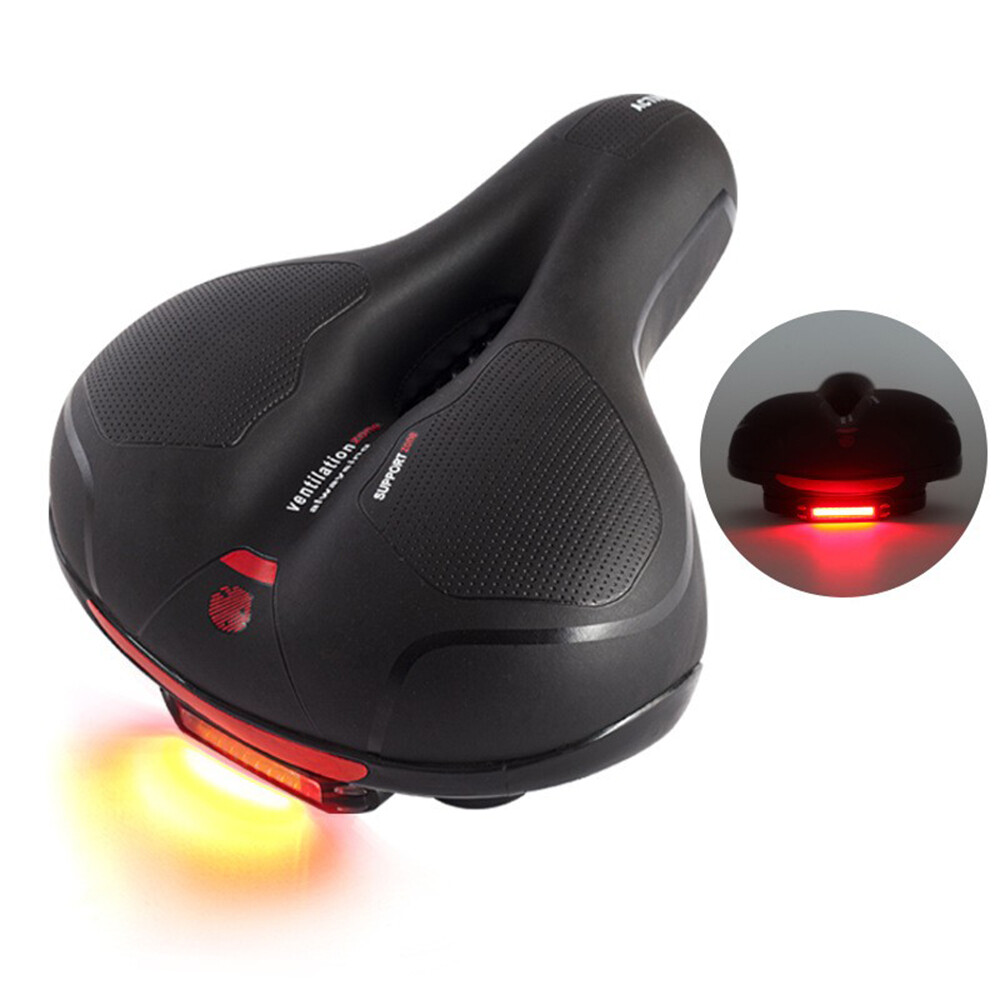 Wide Big Bum Bike Bicycle Saddle Seat Gel Cushion Sporty Comfort Pad Tail Light