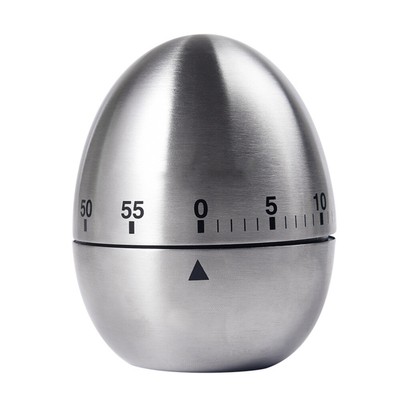 Stainless Steel Creative Mechanical Rotate Timer Egg Shape Manual Countdown