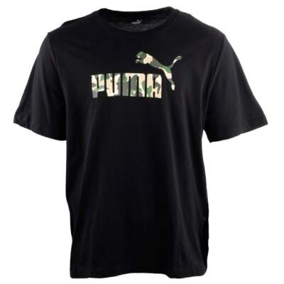 Puma No.1 Camo Logo Футболка с круглым вырезом и короткими рукавами Большая высокая мужская черная повседневная футболка