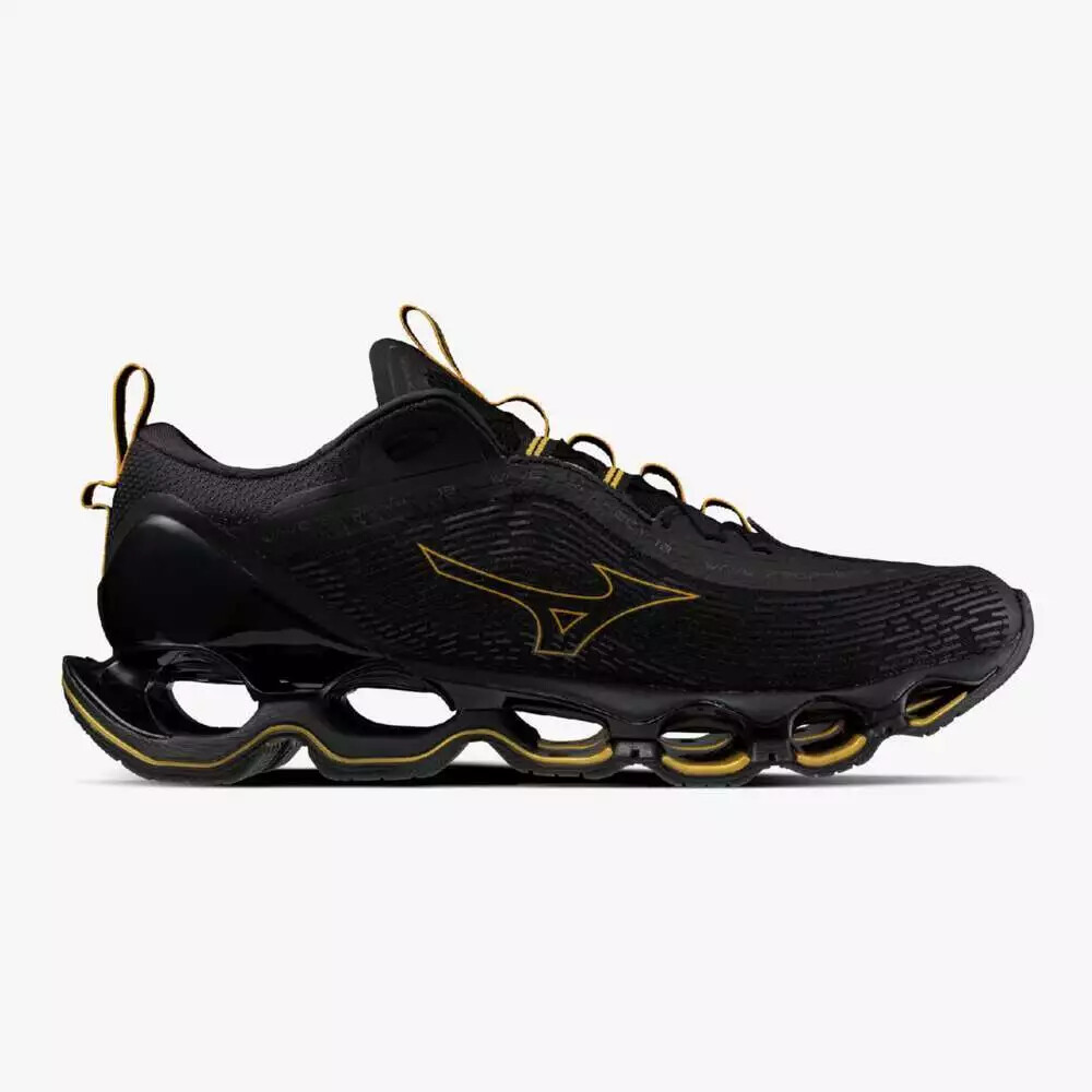 Pre-owned Mizuno Wave Prophecy 13 Black Gold Width 2e J1gc2451 32 Men's Size