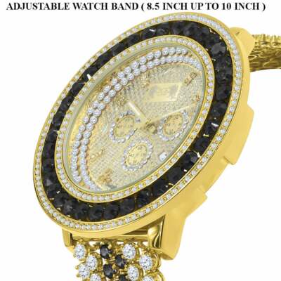 Pre-owned Usdiamondking Black Onyx Real Genuine Diamond Men's Custom Watch 18k Yellow Gold Finish W/date