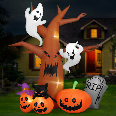 8FT Blow up Outdoor Decoration Halloween LED Inflatable Pumpkin Ghost & Light