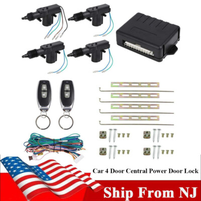 Car Central Lock System Keyless Entry Kit 2 Remote 4 Power Door Lock Universal