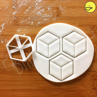 Hexagon Cuboid cookie cutter | Geometry Geometric biscuit hexagonal shape cube