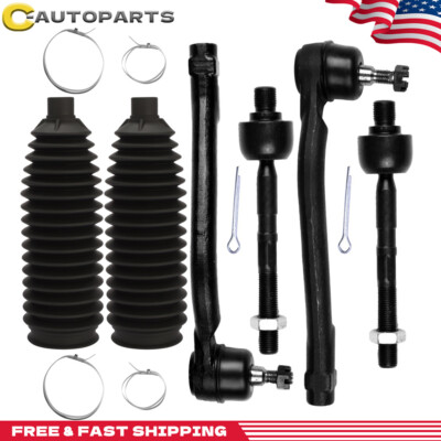 6pcs Front Inner & Outer Tie Rod End For 2007 - 2013 Kia Forte Hyundai Elantra