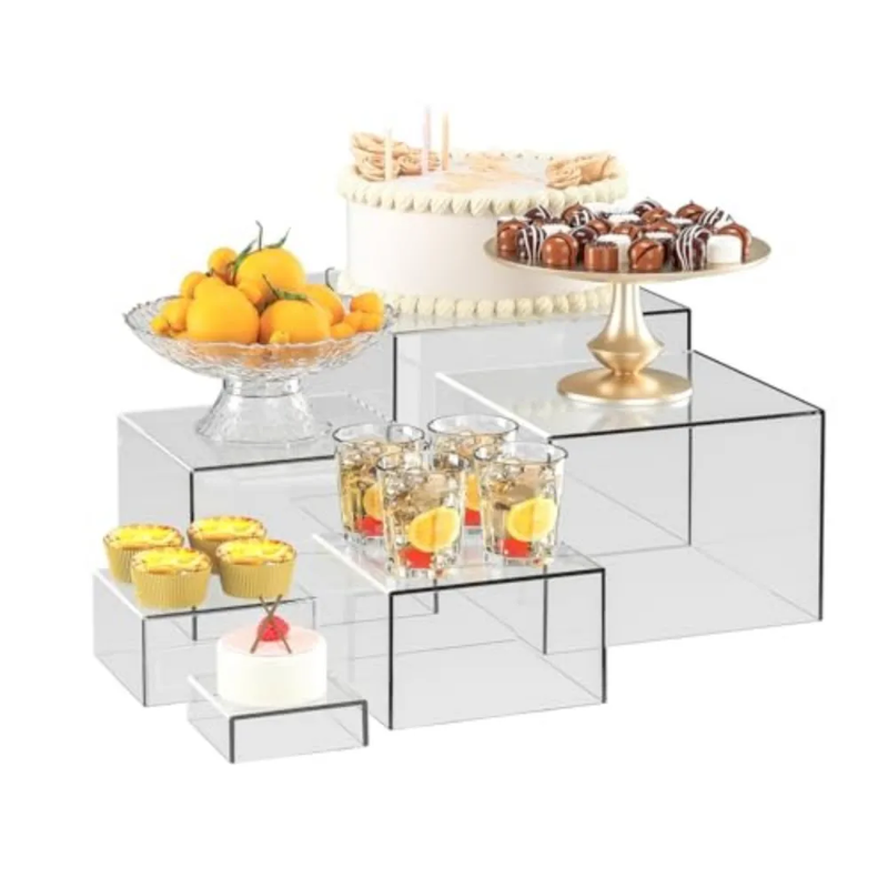 6 Pcs Clear Acrylic Boxes for Display as Buffet Risers and Stands, Food Risers f
