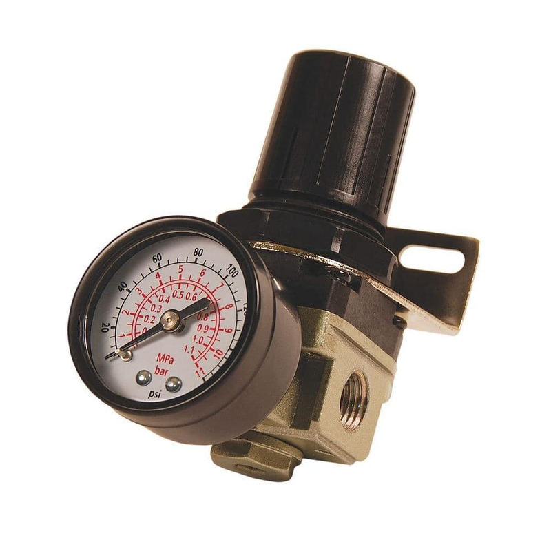 1/4 In. NPT Mini Air Regulator with Steel-Protected Gauge