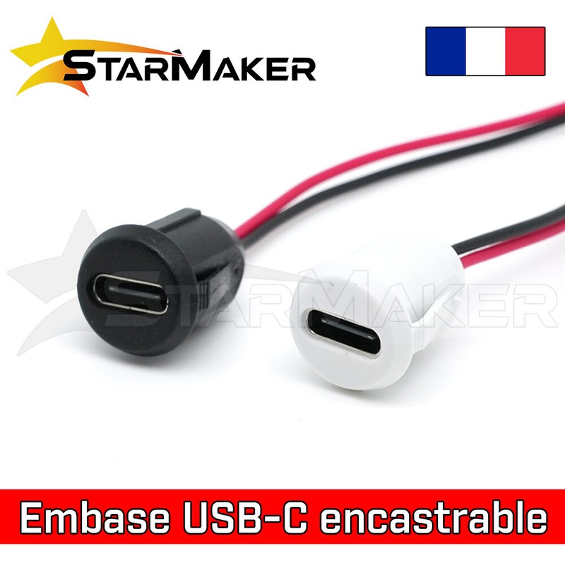 Connecteur Prise Usb-C Embase Ronde Encastrable Ã  Souder - Port Charge Chassis