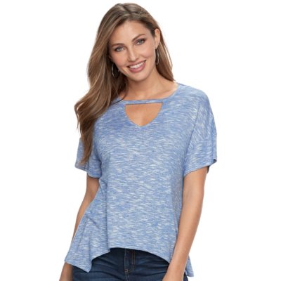 Women's Juicy Couture Blue Blaze Cutout Shark-Bite Short Sleeve Top Small