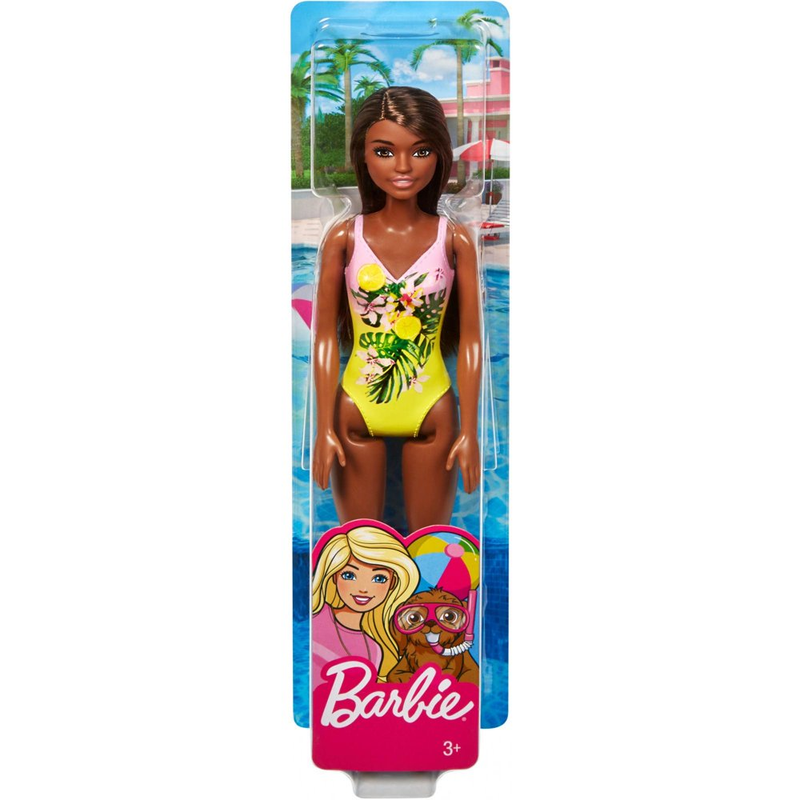 Barbie Doll, Brunette, Wearing Swimsuit, for Kids 3 to 7 Years Old