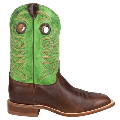 Justin Boots Clinton Square Toe Cowboy Mens Brown, Green Casual Boots BR723