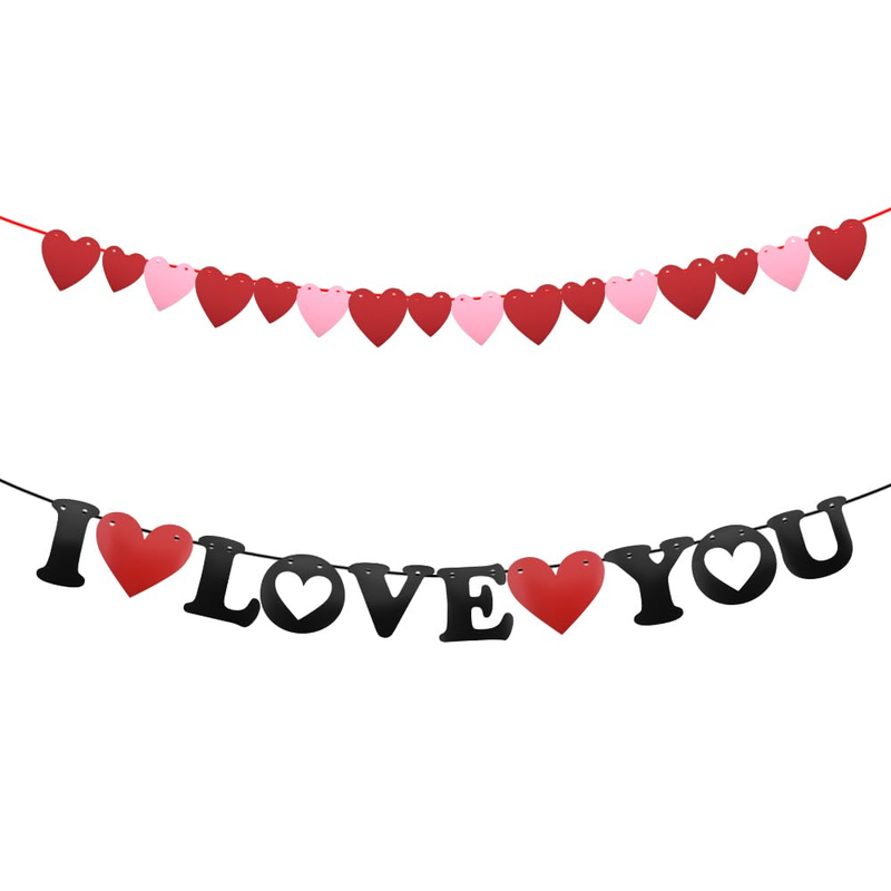I Love You Banner for Him Her Valentines Day Decorations Home Party Tree Decor w