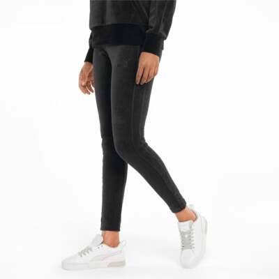 

Велюровые леггинсы с высокой талией Puma Iconic T7 женские черные спортивные повседневные 532785-01, Черный, Puma Iconic T7 Velour High Waist Leggings
