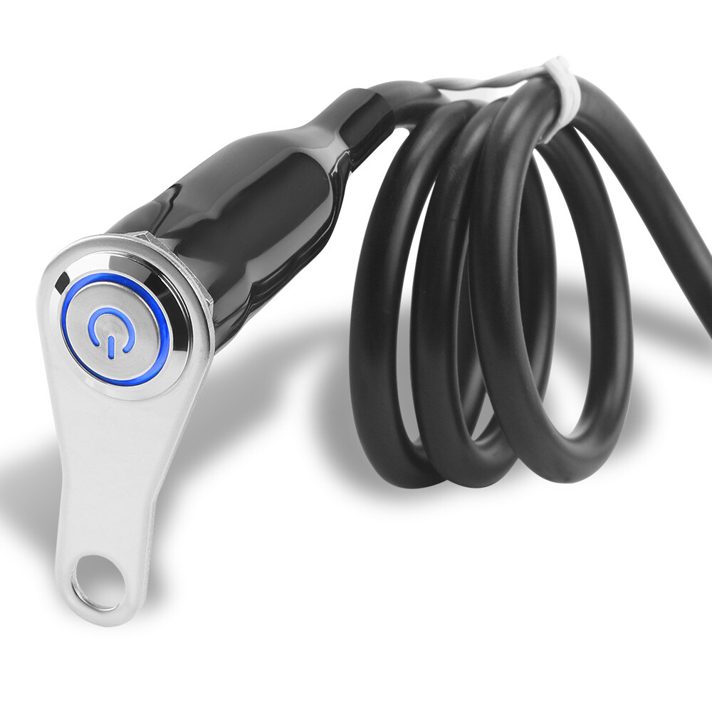 Blue LED Motorcycle Handlebar Mount Push Button Switch ON OFF 12V Fog Headlight